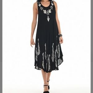 Black & White Floral Sleeveless Shift Dress, S/M